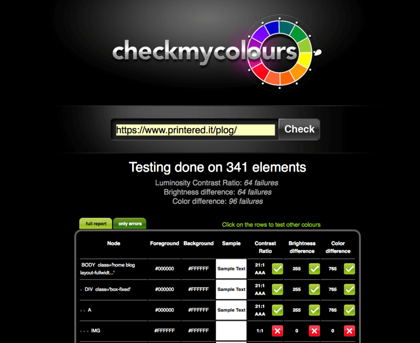 Palette colori per grafici: Check My Colours
