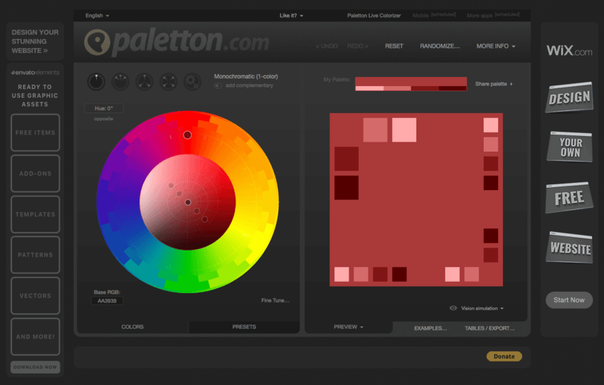 Palette colori per grafici: Paletton